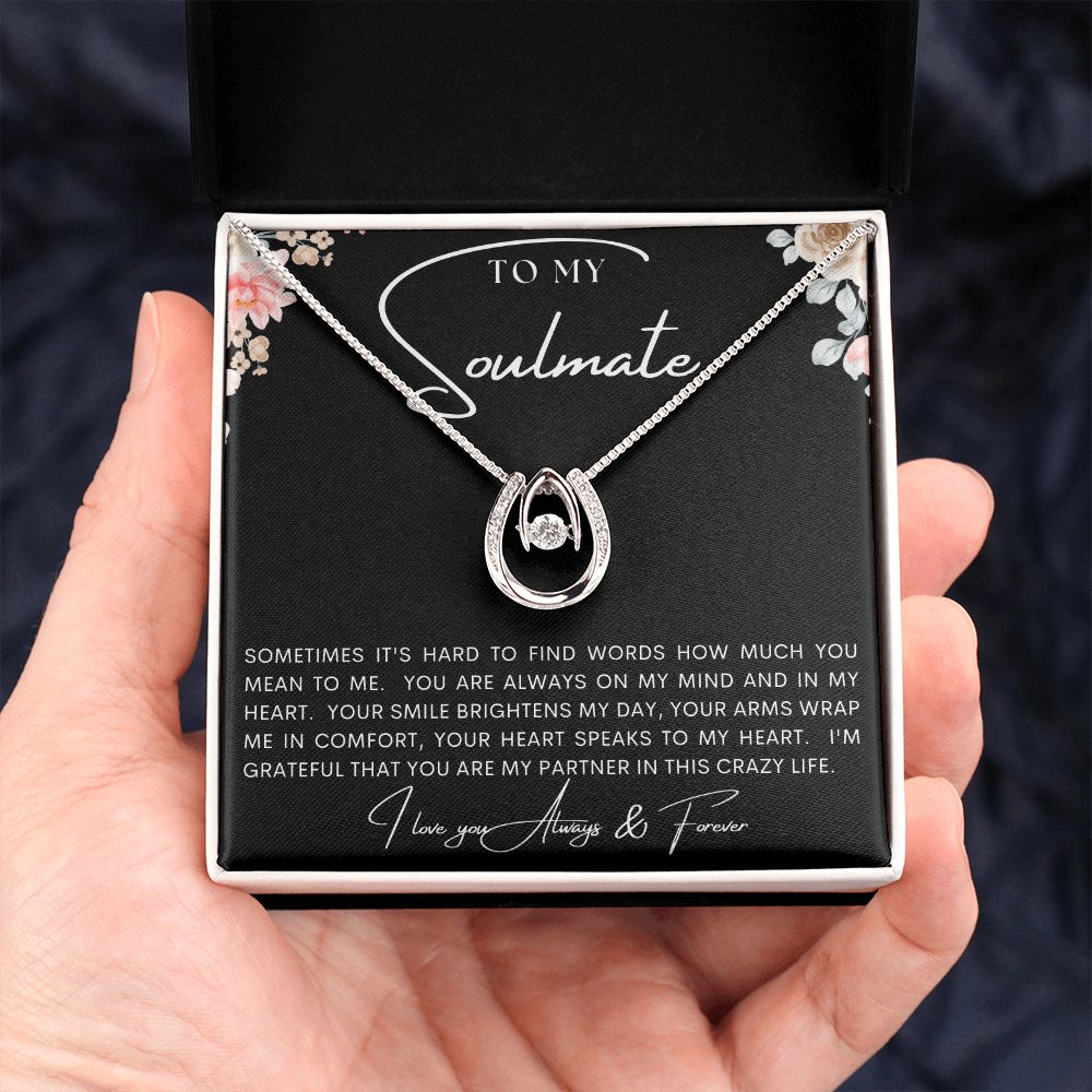 TO MY SOULMATE | LUCKY IN LOVE | Gift for soulmate, Anniversary gift, Girlfriend necklace, Gift for wife, Birthday gift