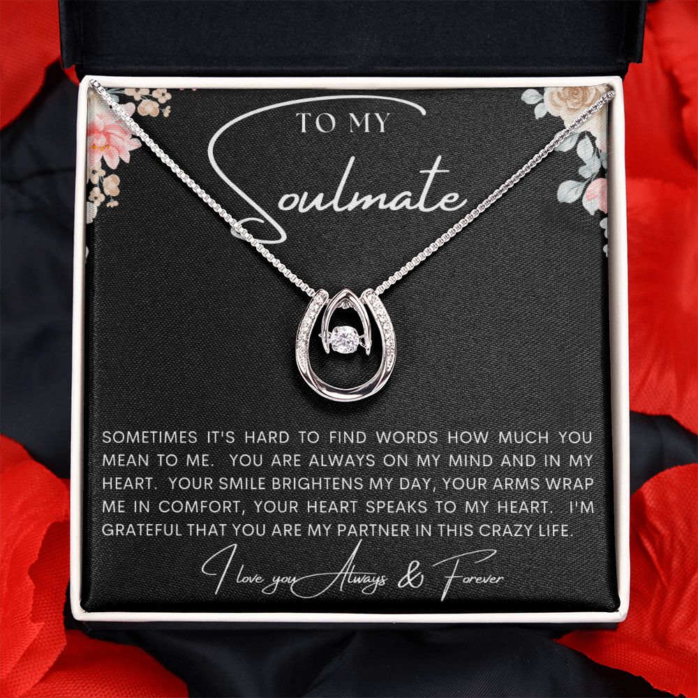 TO MY SOULMATE | LUCKY IN LOVE | Gift for soulmate, Anniversary gift, Girlfriend necklace, Gift for wife, Birthday gift