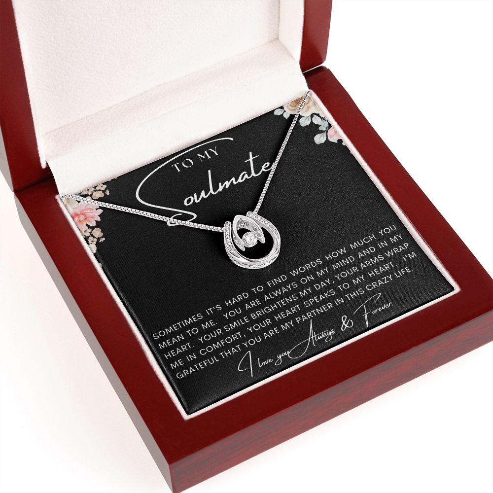 TO MY SOULMATE | LUCKY IN LOVE | Gift for soulmate, Anniversary gift, Girlfriend necklace, Gift for wife, Birthday gift