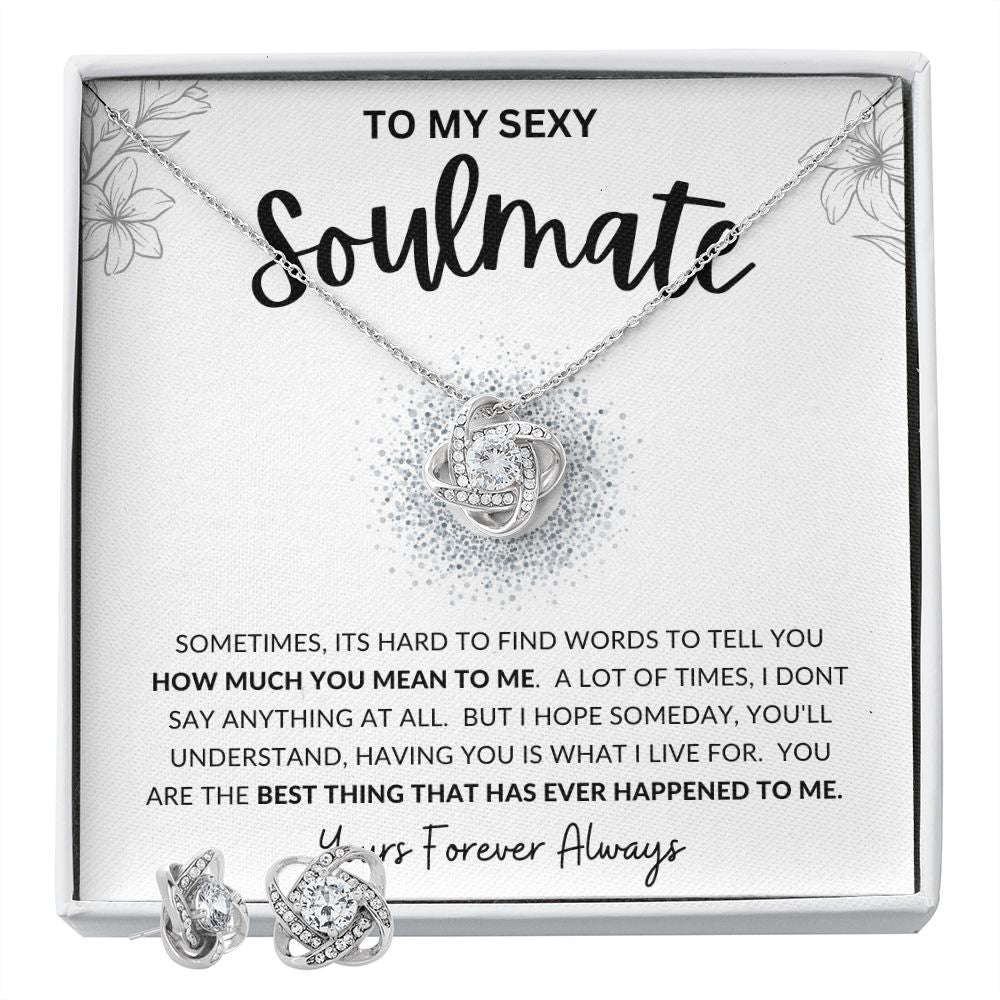 To My Sexy SOULMATE | Love Knot Earrings & Necklace Set | To My Soulmate, Gift for soulmate, Anniversary gift, Girlfriend necklace, Gift for wife, Birthday gift