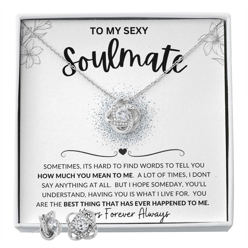 To My Sexy Soulmate | Love Knot Earring & Necklace Set | How Much You Mean To Me