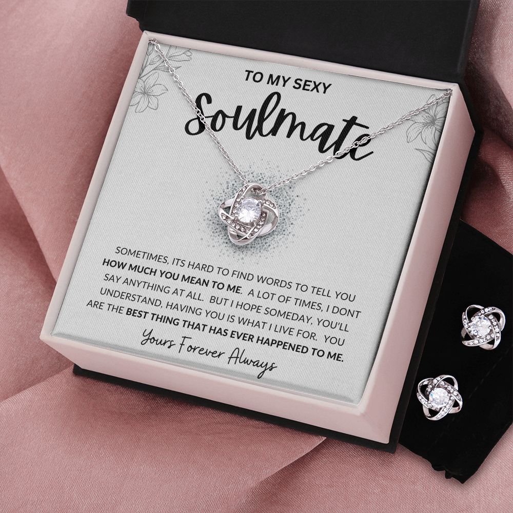 To My Sexy SOULMATE | Love Knot Earrings & Necklace Set | To My Soulmate, Gift for soulmate, Anniversary gift, Girlfriend necklace, Gift for wife, Birthday gift