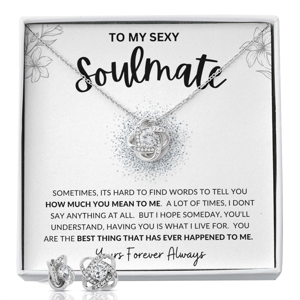 To My Sexy SOULMATE | Love Knot Earrings & Necklace Set | To My Soulmate, Gift for soulmate, Anniversary gift, Girlfriend necklace, Gift for wife, Birthday gift