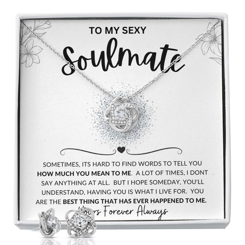 To My Sexy Soulmate | Love Knot Earring & Necklace Set | How Much You Mean To Me