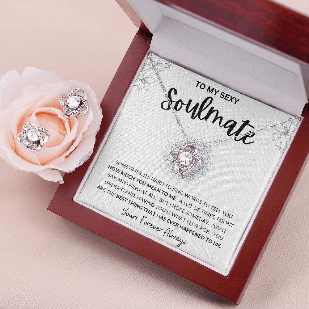 To My Sexy SOULMATE | Love Knot Earrings & Necklace Set | To My Soulmate, Gift for soulmate, Anniversary gift, Girlfriend necklace, Gift for wife, Birthday gift