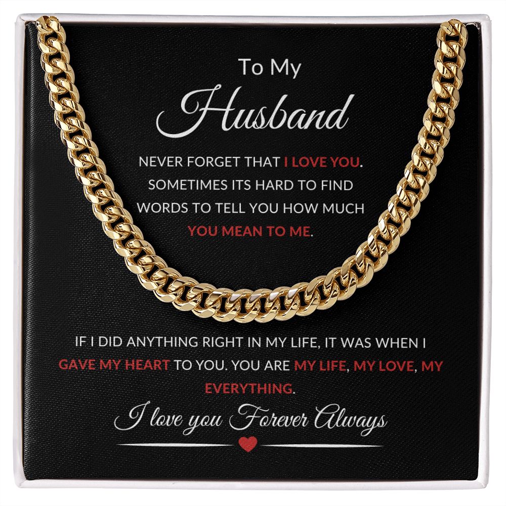 To My Husband | Cuban Link Chain | Anniversary gift, Gift for him, Gift for husband, Husband birthday, Gift from wife