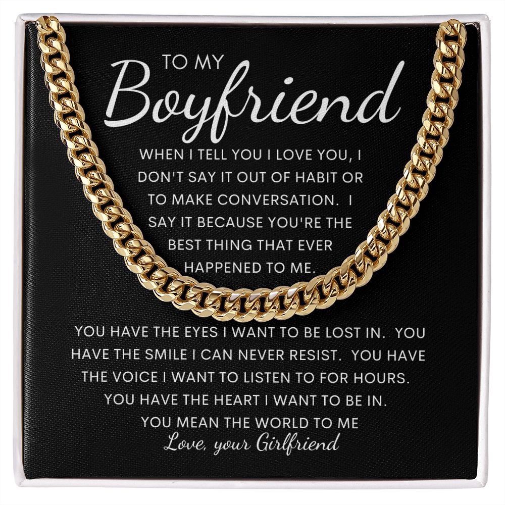 TO MY BOYFRIEND | Cuban Link Chain | Boyfriend Necklace, Boyfriend Birthday, Necklace For Him, Gift For Boyfriend