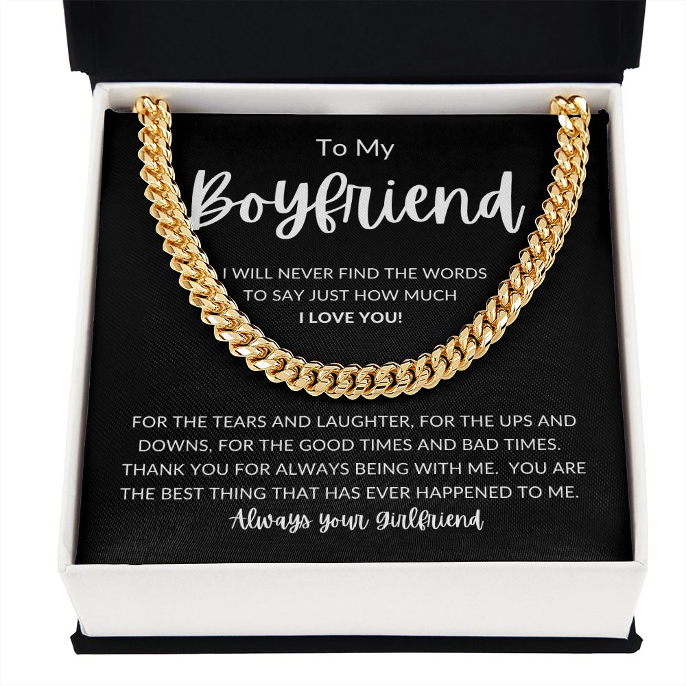 TO MY BOYFRIEND | Cuban Link Chain | Gift For Boyfriend  Anniversary Gift, Gift For Him, Boyfriend Necklace, Boyfriend Birthday