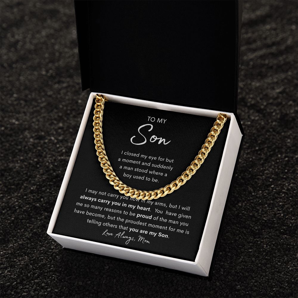 To My Son | Son Birthday Gift | Mens Chain Link | Gift From Mother | Birthday Gift From Mom | Gift For Him | Gift For Son From Mom