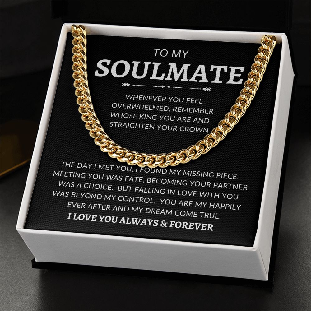 TO MY SOULMATE | Cuban Link Chain | Gift for soulmate, Gift for dad, Anniversary necklace, Birthday gift