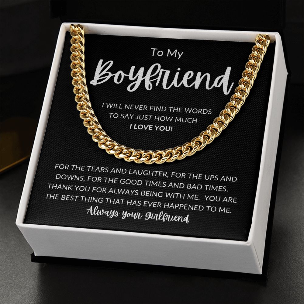 TO MY BOYFRIEND | Cuban Link Chain | Gift For Boyfriend  Anniversary Gift, Gift For Him, Boyfriend Necklace, Boyfriend Birthday