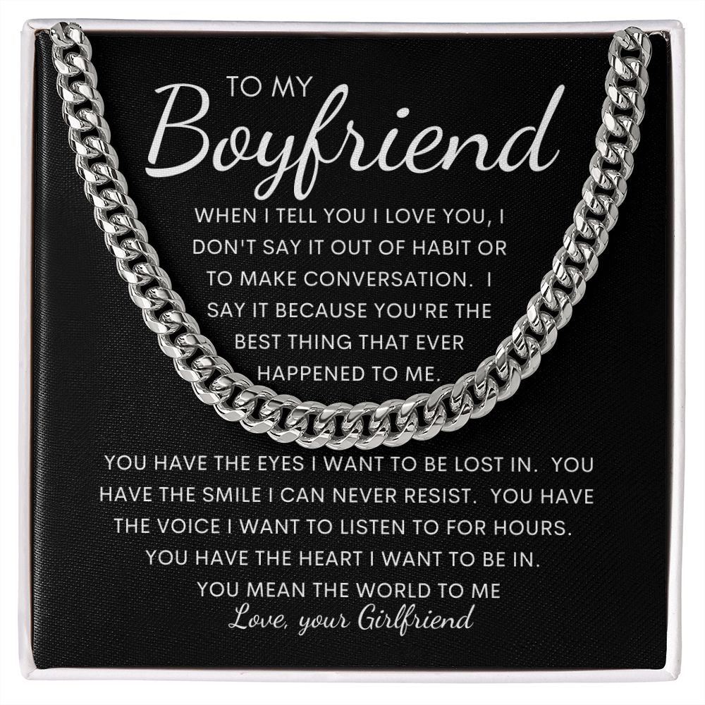 TO MY BOYFRIEND | Cuban Link Chain | Boyfriend Necklace, Boyfriend Birthday, Necklace For Him, Gift For Boyfriend