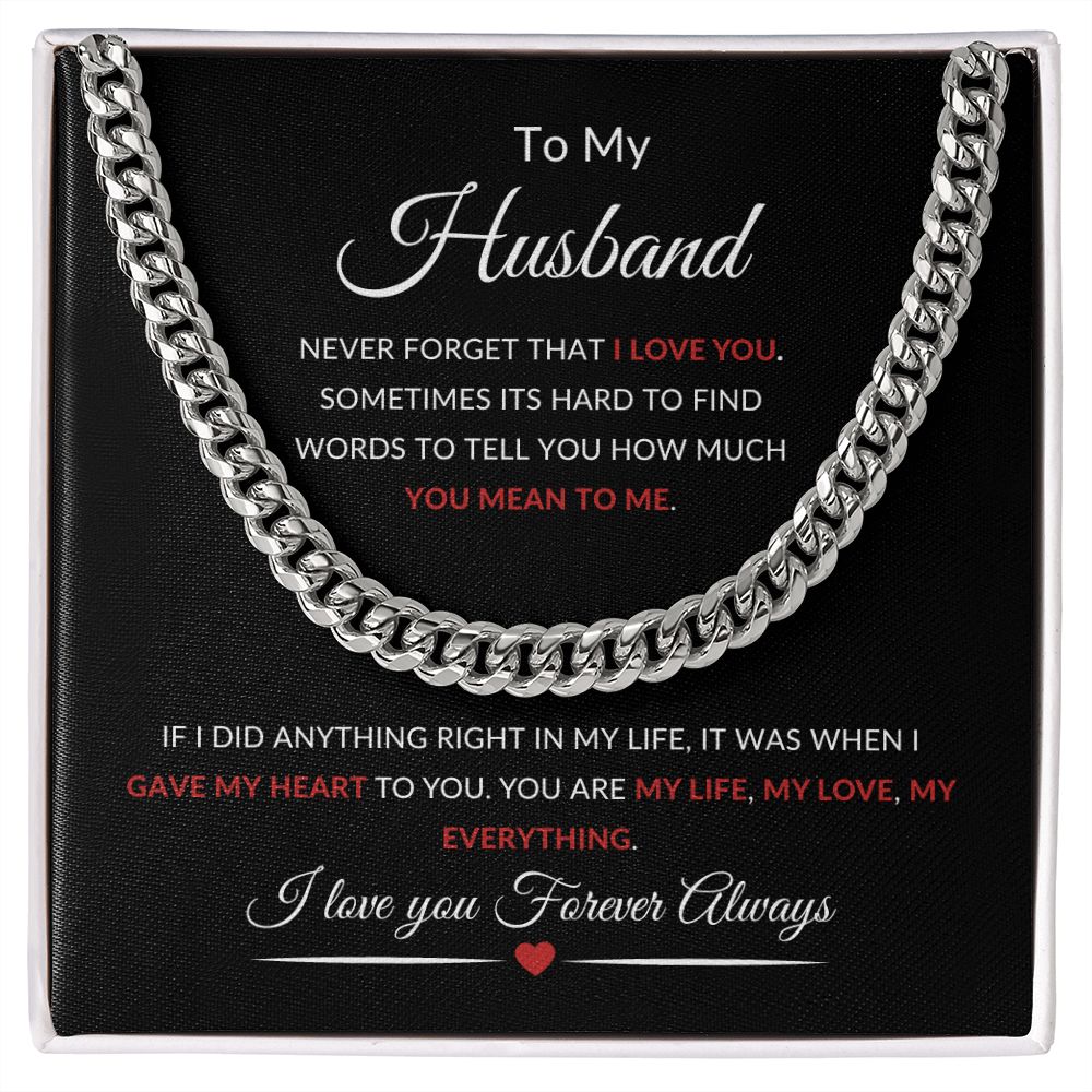 To My Husband | Cuban Link Chain | Anniversary gift, Gift for him, Gift for husband, Husband birthday, Gift from wife