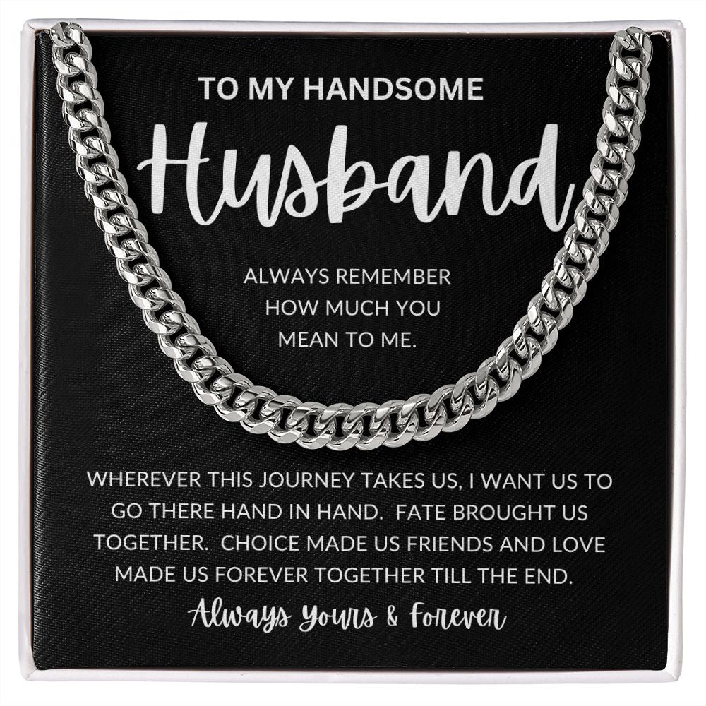 To My Handsome Husband | Cuban Chain Link | Anniversary gift, Gift for him, Gift for husband, Husband birthday, Gift from wife
