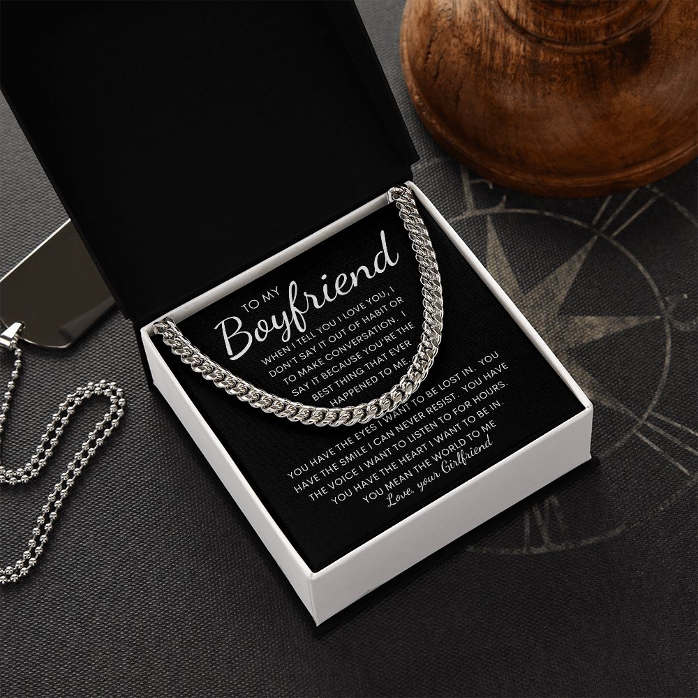 TO MY BOYFRIEND | Cuban Link Chain | Boyfriend Necklace, Boyfriend Birthday, Necklace For Him, Gift For Boyfriend