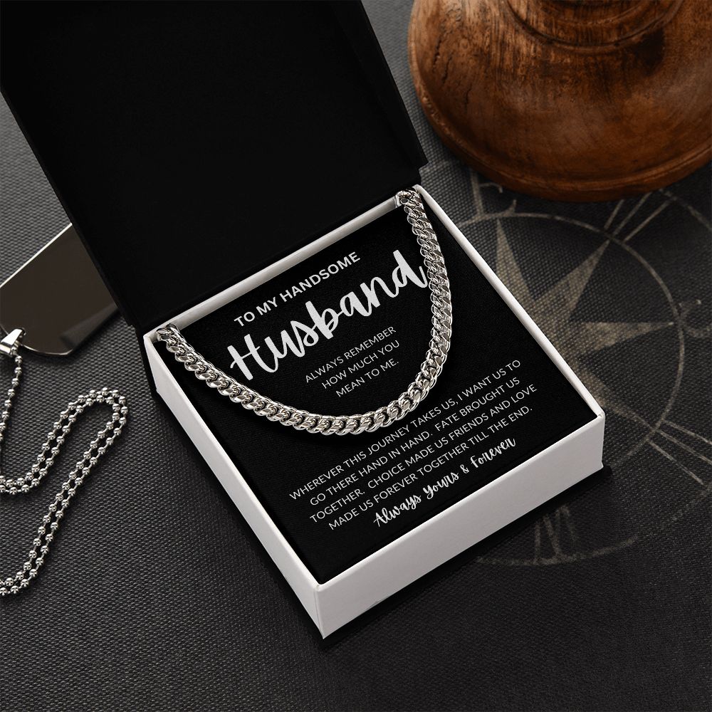To My Handsome Husband | Cuban Chain Link | Anniversary gift, Gift for him, Gift for husband, Husband birthday, Gift from wife
