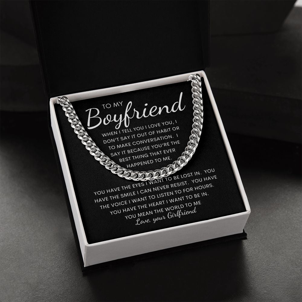 TO MY BOYFRIEND | Cuban Link Chain | Boyfriend Necklace, Boyfriend Birthday, Necklace For Him, Gift For Boyfriend