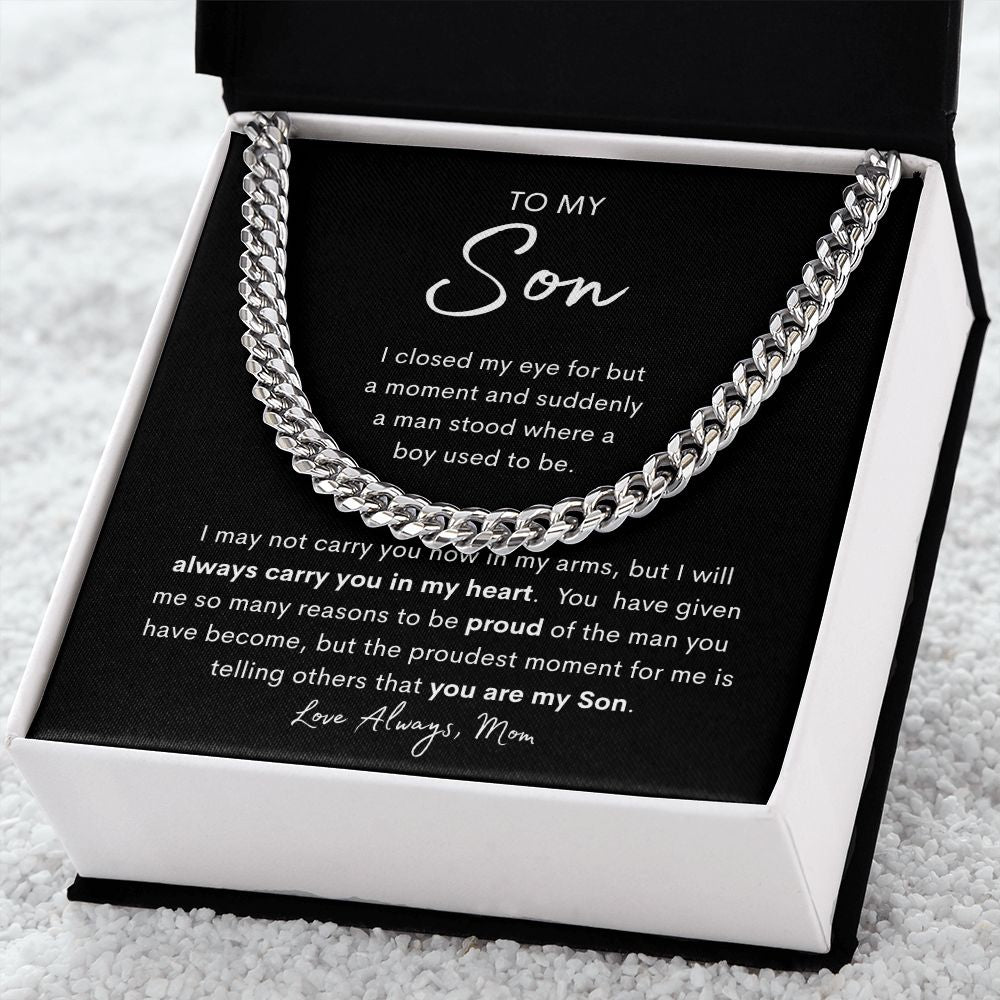 To My Son | Son Birthday Gift | Mens Chain Link | Gift From Mother | Birthday Gift From Mom | Gift For Him | Gift For Son From Mom