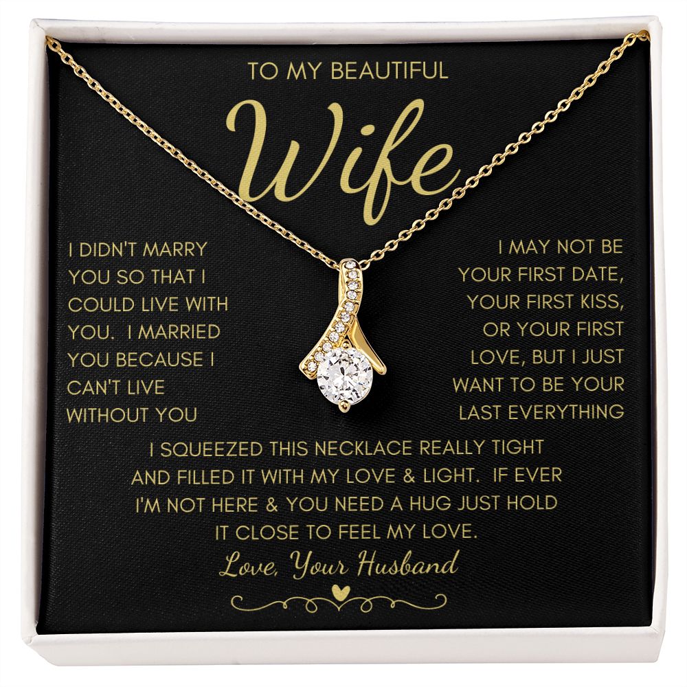 To My Beautiful Wife | Alluring Beauty Necklace Yellow Gold Finish | My Love & Light
