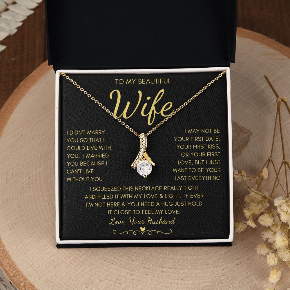 To My Beautiful Wife | Alluring Beauty Necklace Yellow Gold Finish | My Love & Light