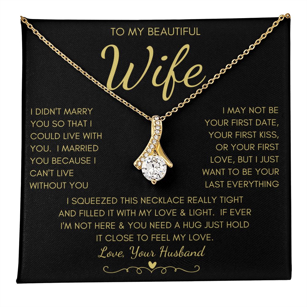 To My Beautiful Wife | Alluring Beauty Necklace Yellow Gold Finish | My Love & Light