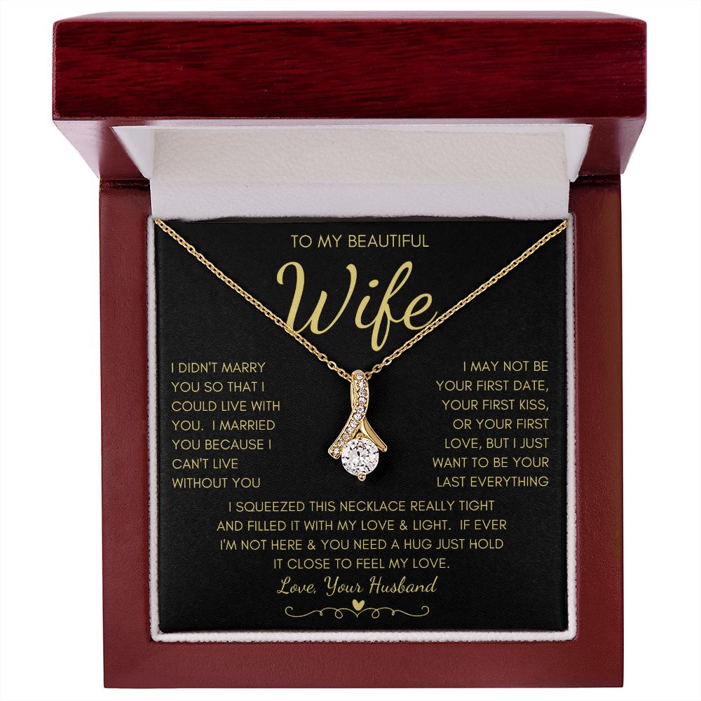 To My Beautiful Wife | Alluring Beauty Necklace Yellow Gold Finish | My Love & Light