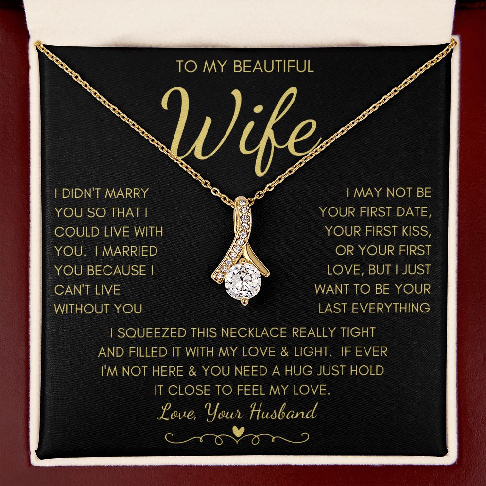 To My Beautiful Wife | Alluring Beauty Necklace Yellow Gold Finish | My Love & Light