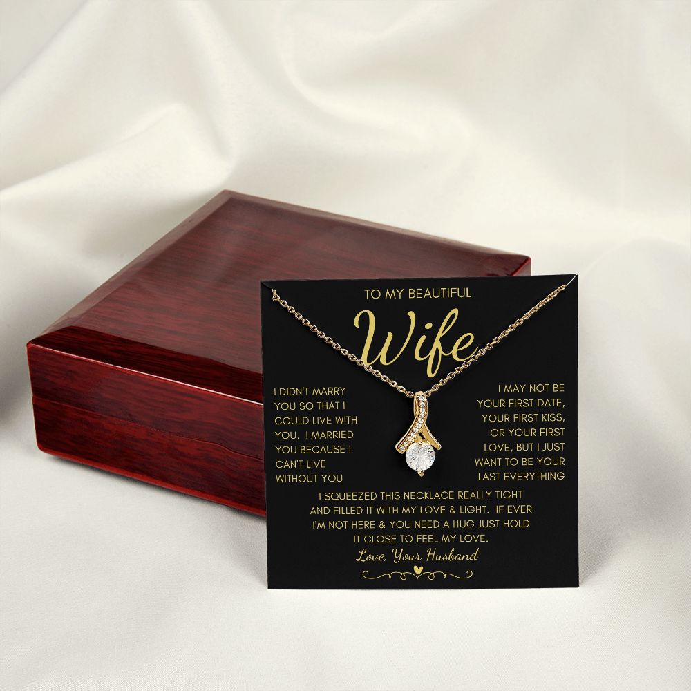 To My Beautiful Wife | Alluring Beauty Necklace Yellow Gold Finish | My Love & Light