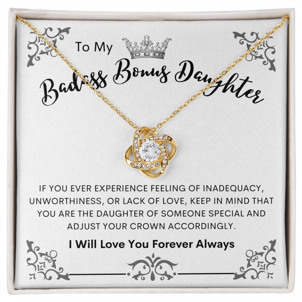 To My Badass Bonus Daughter | Love Knot Necklace