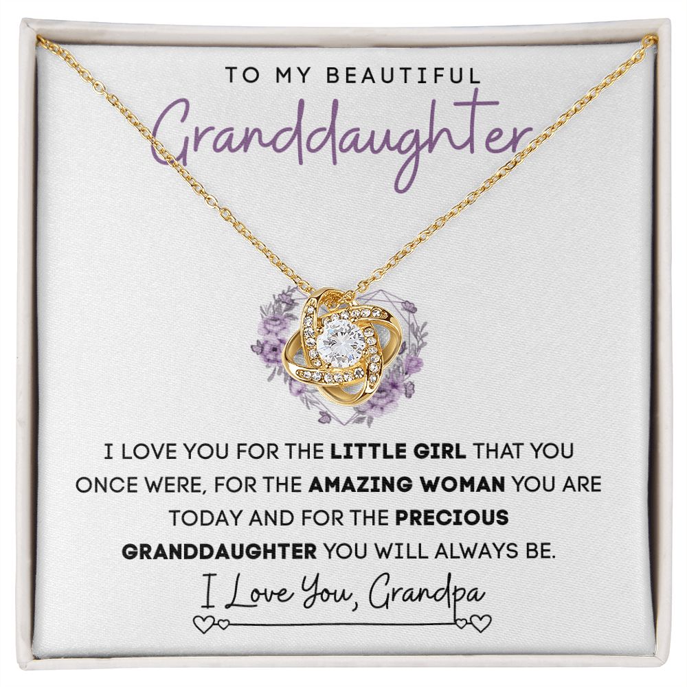 To My Beautiful Granddaughter | Love Knot Necklace | Precious From Grandpa