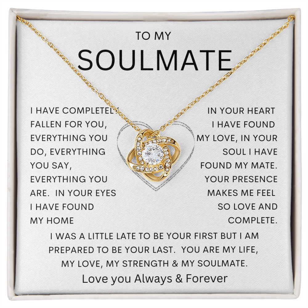 TO MY SOULMATE | Love Knot Necklace | Wife anniversary girlfriend necklace to Gift for soulmate gift for her