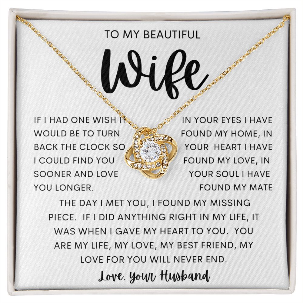 TO MY BEAUTIFUL WIFE | Love Knot Necklace | Anniversary gift Gift from husband Wife birthday gift Wife anniversary Gift for wife