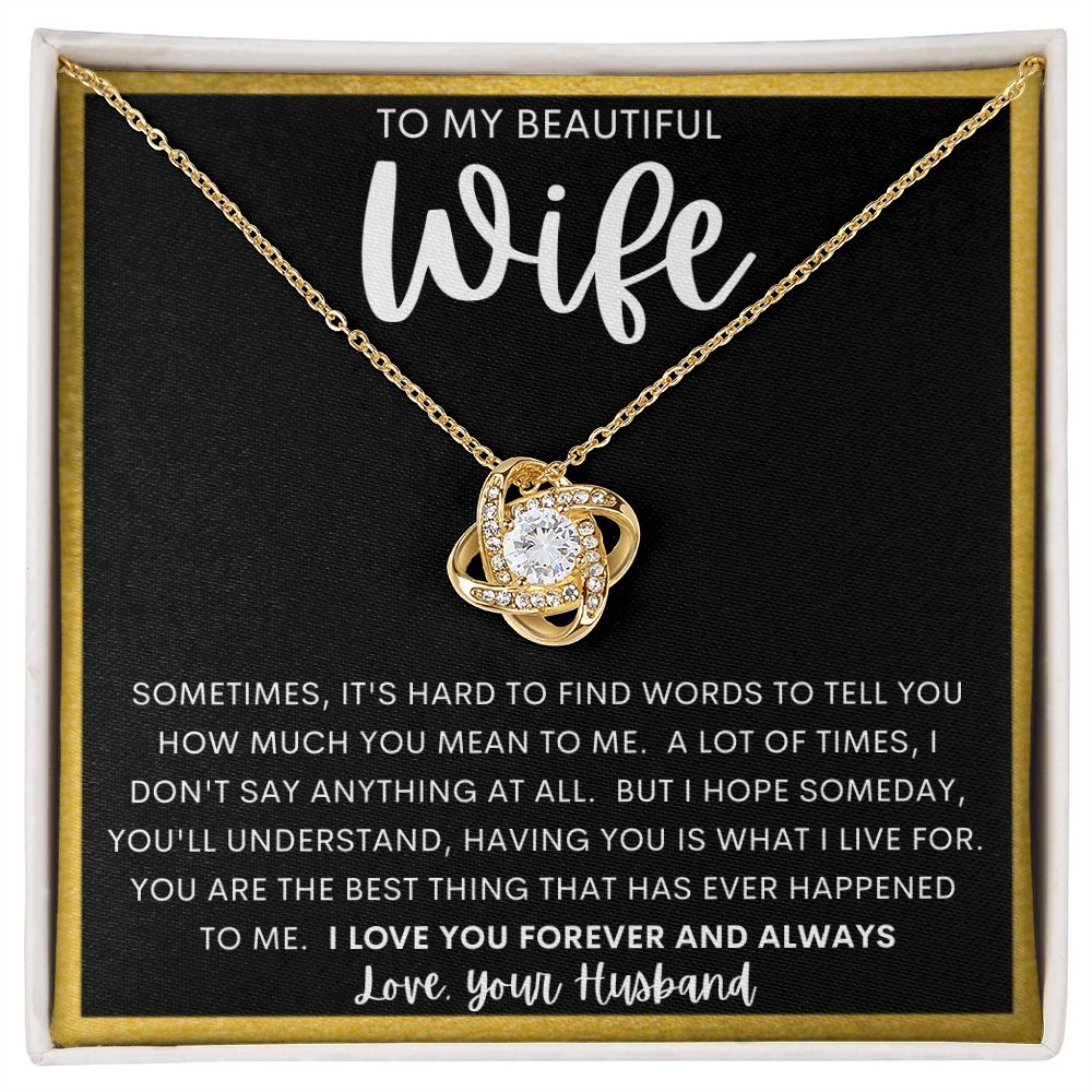 TO MY BEAUTIFUL WIFE | Love Knot Necklace | Gift for her, Husband to wife gift, Wife gift ideas ,To my wife gifts, Necklace for wife, To my wife, Wife birthday
