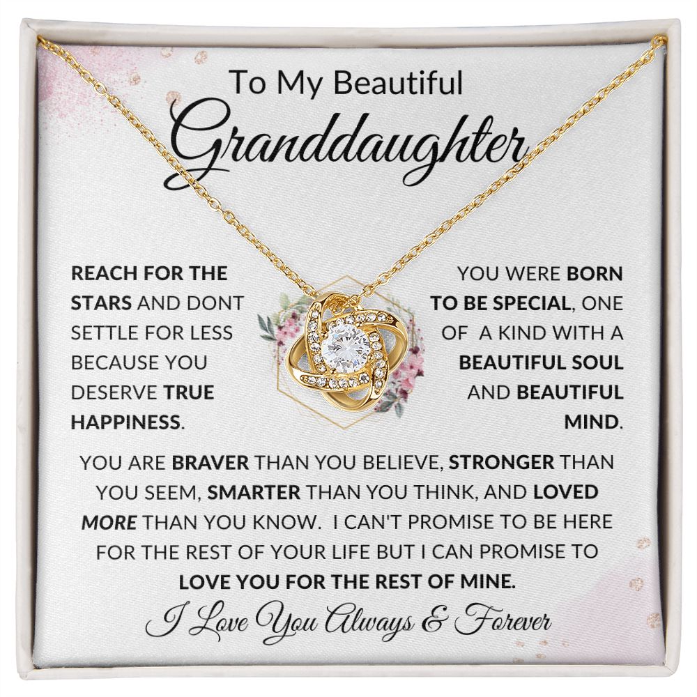 To My Beautiful Granddaughter | Love Knot Necklace | Braver, Stronger, Smarter