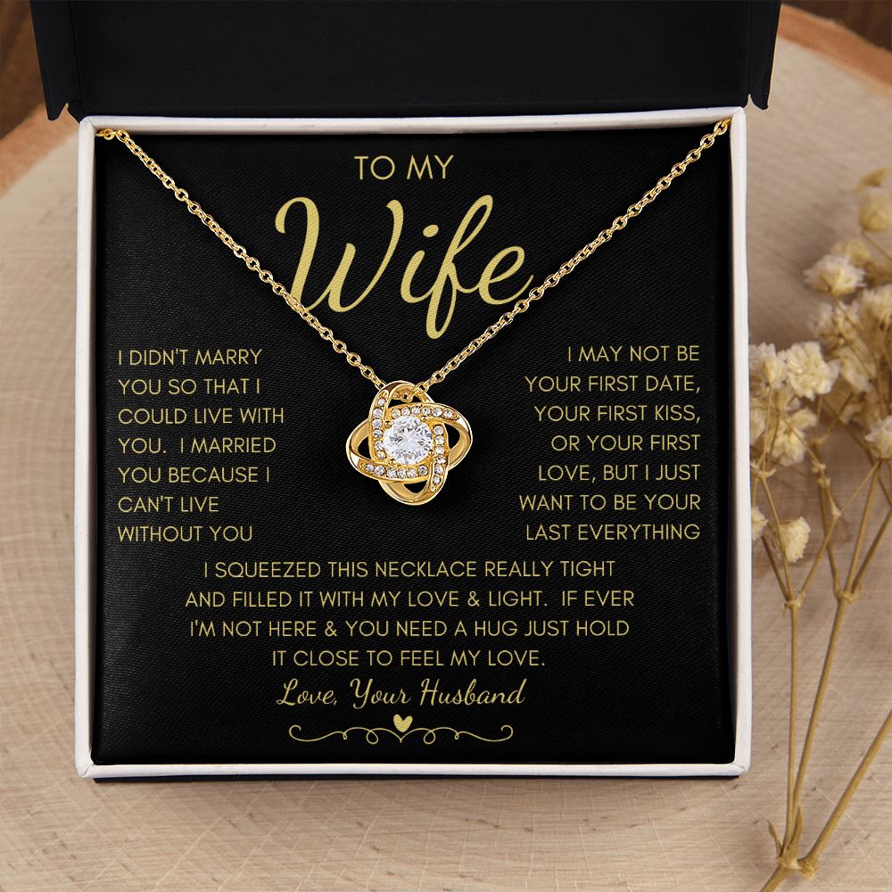 To My Wife | Love Knot Necklace Yellow Gold Finish | To My Wife Gifts, Gift for wife, Anniversary gift, Necklace for wife, Wife gift ideas
