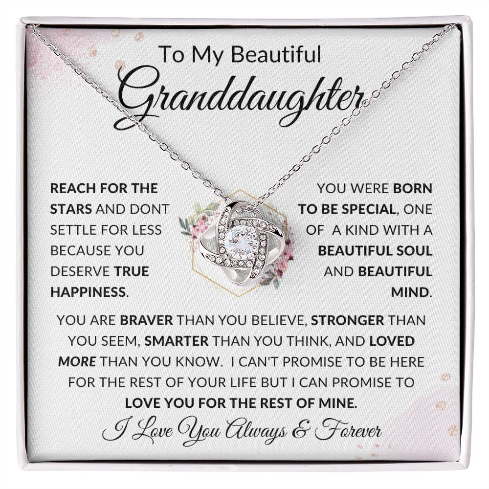 To My Beautiful Granddaughter | Love Knot Necklace | Braver, Stronger, Smarter