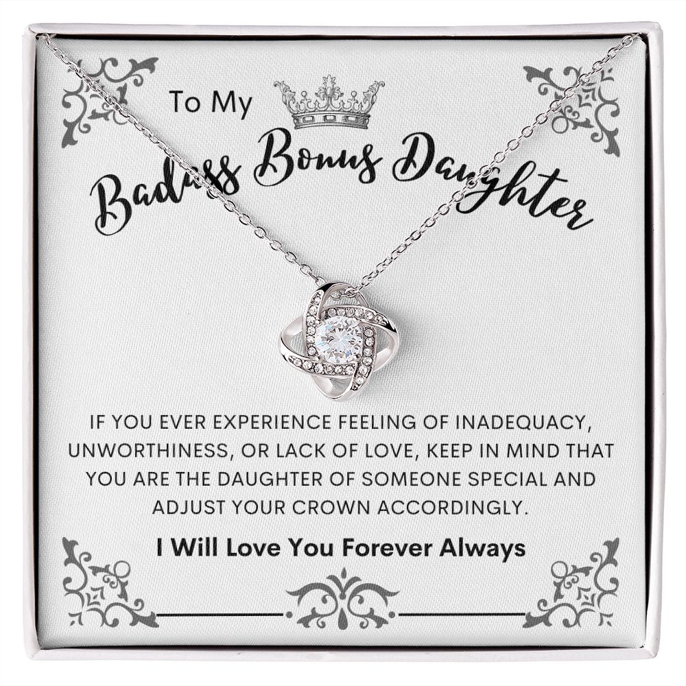 To My Badass Bonus Daughter | Love Knot Necklace