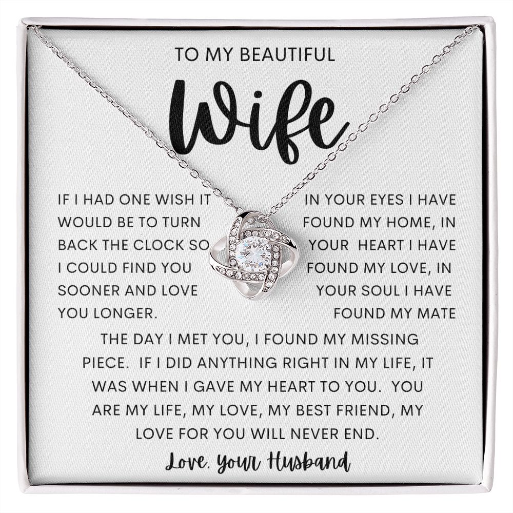 TO MY BEAUTIFUL WIFE | Love Knot Necklace | Anniversary gift Gift from husband Wife birthday gift Wife anniversary Gift for wife
