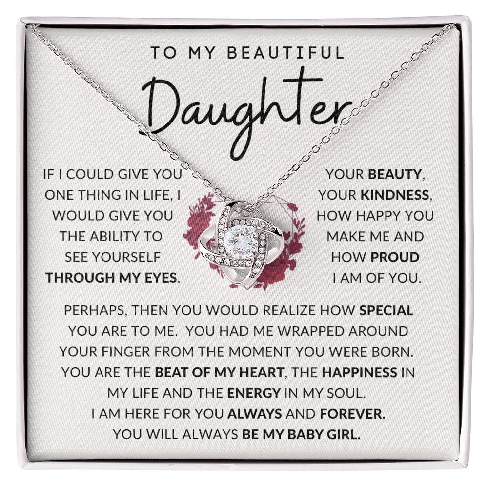 TO MY BEAUTIFUL DAUGHTER | Love Knot Necklace | Gift For Daughter, Daughter Necklace, Birthday Gift, To My Daughter Gift