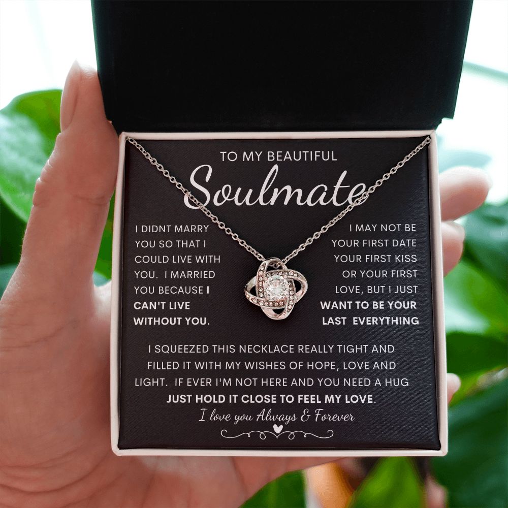 TO MY BEAUTIFUL SOULMATE | Love Knot Necklace | Anniversary gift, Gift from husband, Wife birthday gift, Wife anniversary, Gift for wife, Wife necklace