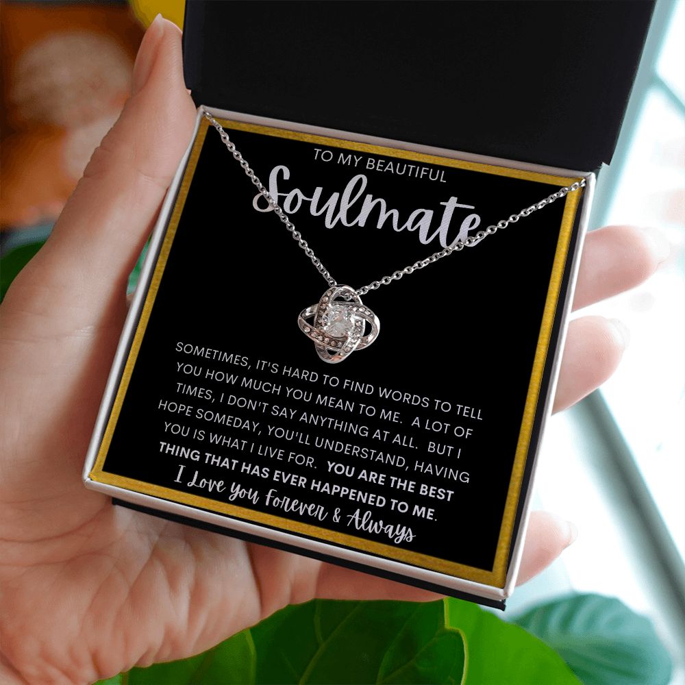 TO MY BEAUTIFUL SOULMATE | Love Knot Necklace | Anniversary gift, Gift from husband, Wife birthday gift, Wife anniversary, Gift for wife
