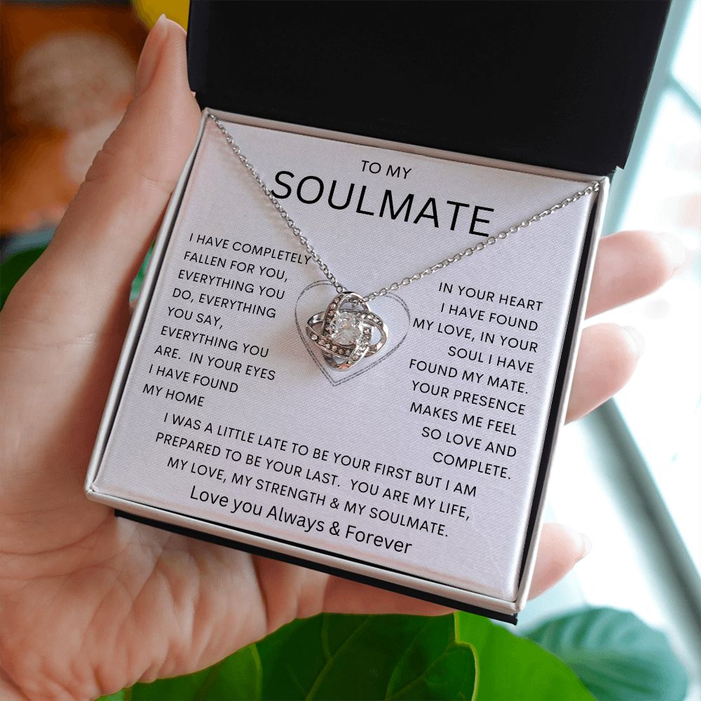 TO MY SOULMATE | Love Knot Necklace | Wife anniversary girlfriend necklace to Gift for soulmate gift for her