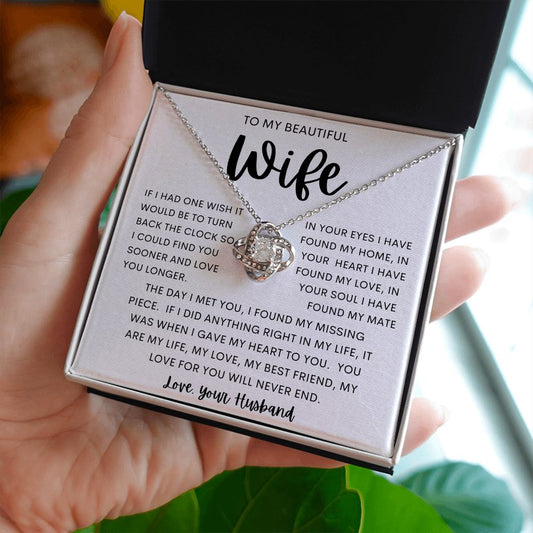 TO MY BEAUTIFUL WIFE | Love Knot Necklace | Anniversary gift Gift from husband Wife birthday gift Wife anniversary Gift for wife