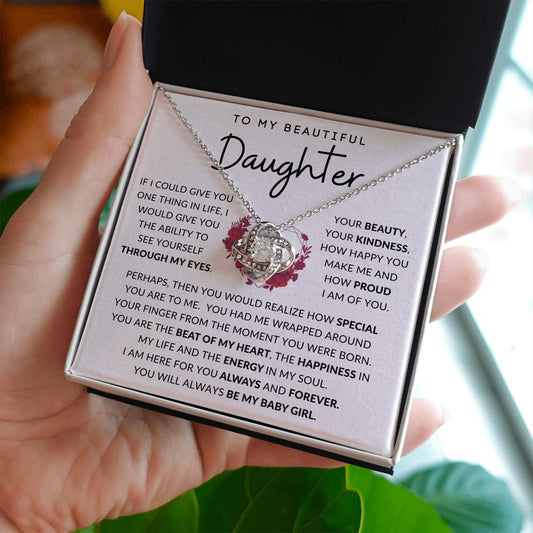 TO MY BEAUTIFUL DAUGHTER | Love Knot Necklace | Gift For Daughter, Daughter Necklace, Birthday Gift, To My Daughter Gift