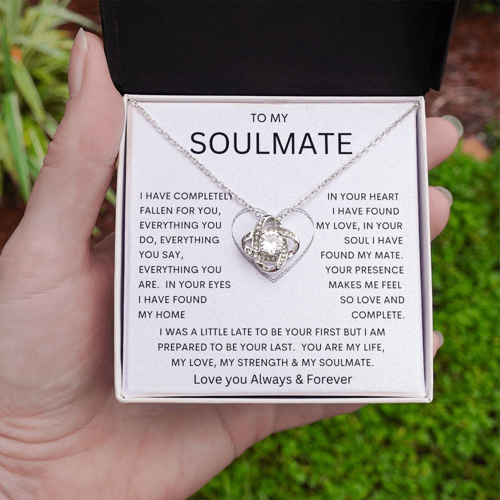 TO MY SOULMATE | Love Knot Necklace | Wife anniversary girlfriend necklace to Gift for soulmate gift for her