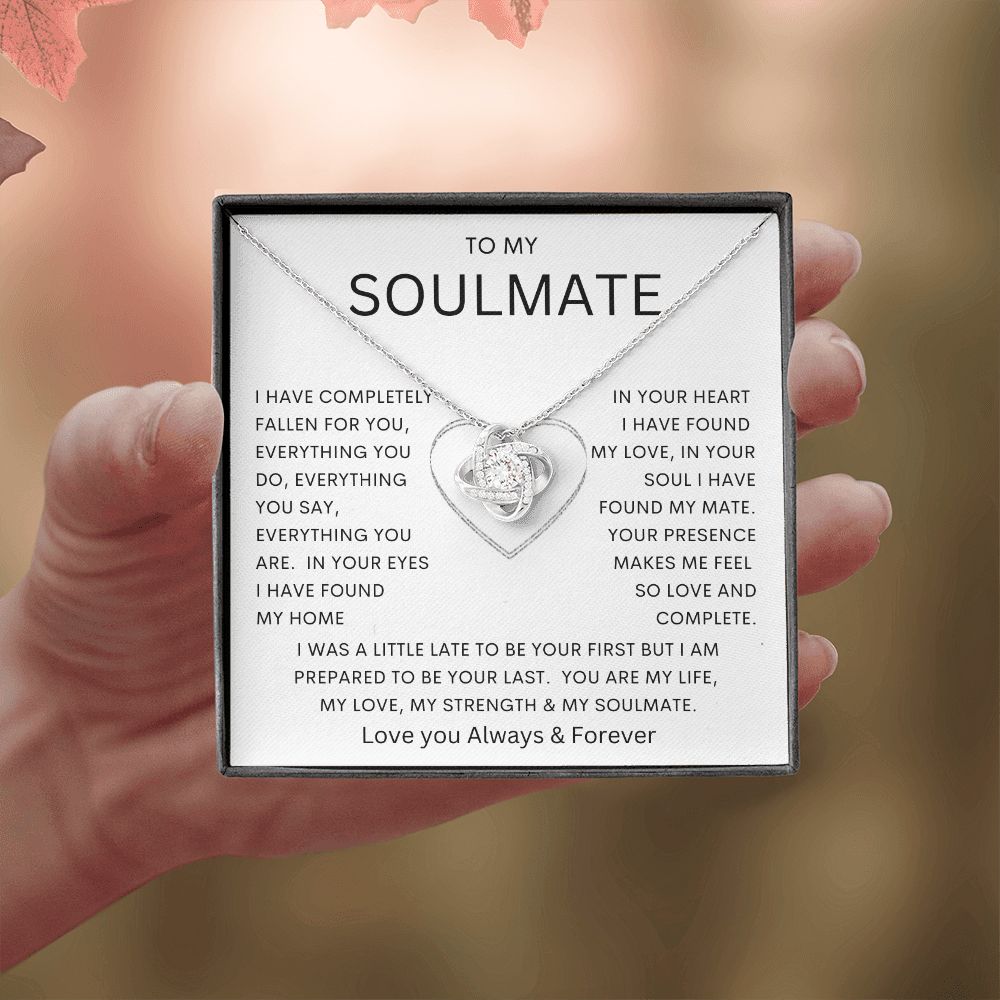 TO MY SOULMATE | Love Knot Necklace | Wife anniversary girlfriend necklace to Gift for soulmate gift for her