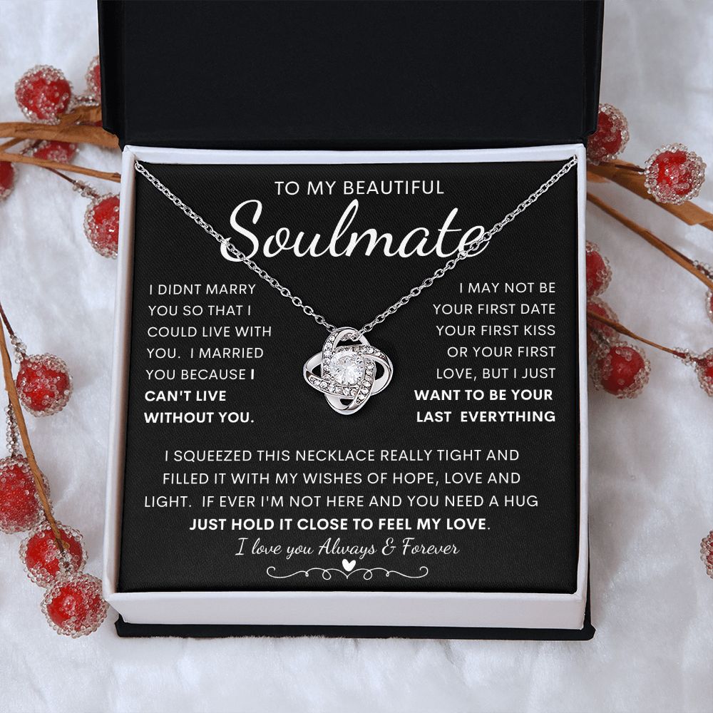 TO MY BEAUTIFUL SOULMATE | Love Knot Necklace | Anniversary gift, Gift from husband, Wife birthday gift, Wife anniversary, Gift for wife, Wife necklace