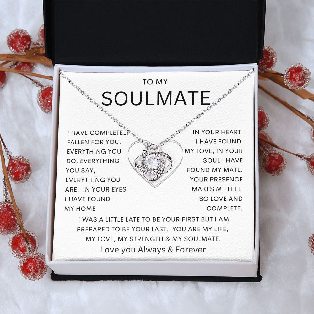TO MY SOULMATE | Love Knot Necklace | Wife anniversary girlfriend necklace to Gift for soulmate gift for her