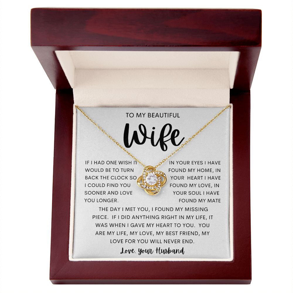 TO MY BEAUTIFUL WIFE | Love Knot Necklace | Anniversary gift Gift from husband Wife birthday gift Wife anniversary Gift for wife