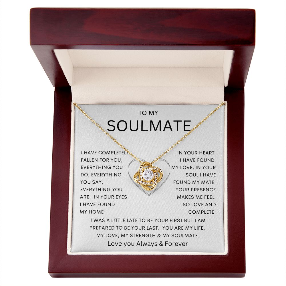 TO MY SOULMATE | Love Knot Necklace | Wife anniversary girlfriend necklace to Gift for soulmate gift for her